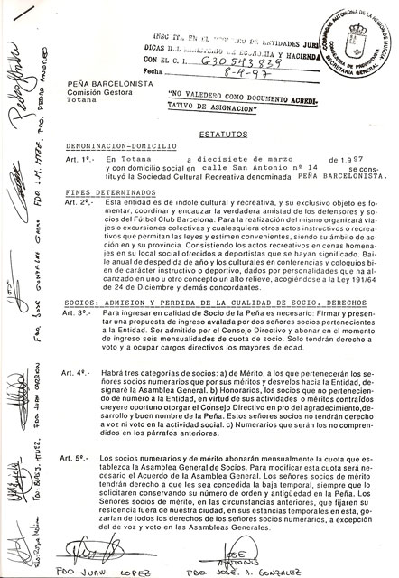Estatutos originales