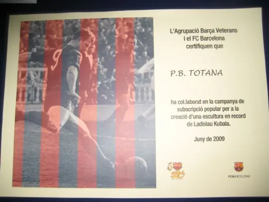 LA PB TOTANA COLABORA EN LA CAMPAÑA POPULAR PARA LA REALIZACION DE UNA ESCULTURA A LADISLAO KUBALA