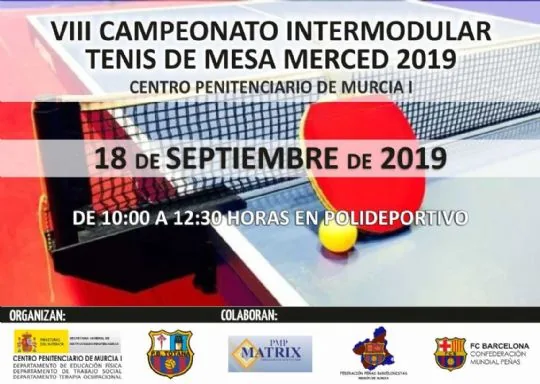 CELEBRADO EL VII TORNEO INTERMODULAR DE TENIS DE MESA ORGANIZADO POR EL CENTRO PENITENCIARIO MURCIA I EN COLABORACION CON LA PEÑA BARCELONISTA DE TOTANA