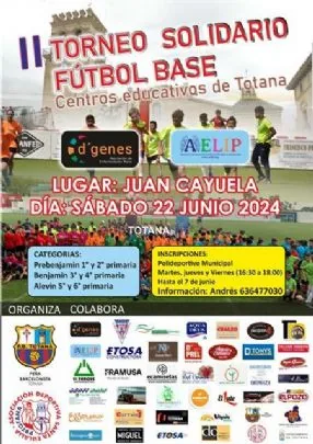 El II Torneo Solidario Fútbol Base Centros educativos de Totana se celebrará el próximo 22 de junio a beneficio de D´Genes y AELIP — imagen 2